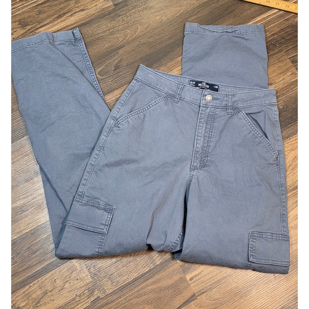 Hollister Gray/Blue Cargo Wide-Leg Pants - Picture 3 of 7